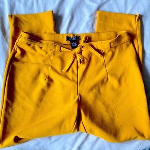 Wrap tie office pants mustard color